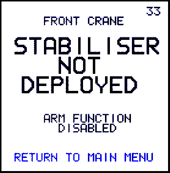 33 Front Crane Stab Not deployed