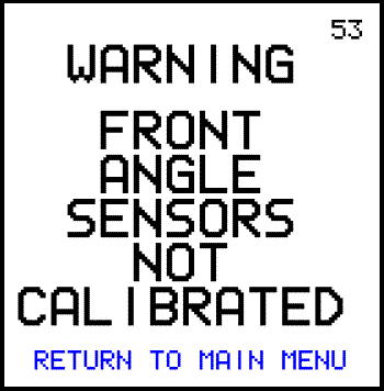 53 Warning angle sensors not calibrated
