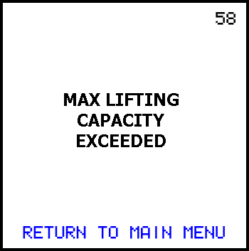 58 Max rated load exceeded